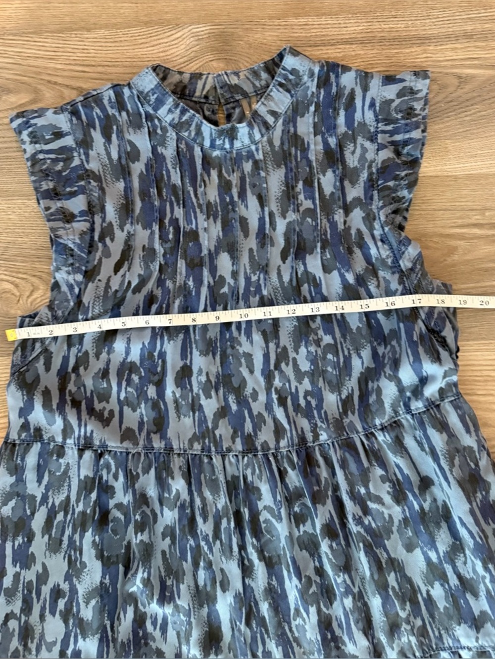 Anthropologie Jenee Tiered Animal Print Blue Pleated Dress Women’s size Medium - Picture 3 of 9